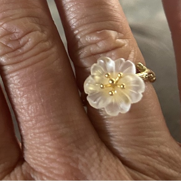Elegant Gold and Cream Floral Ring - Picture 3 of 5